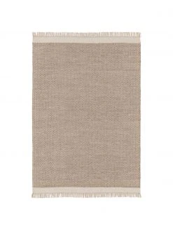 Benuta Handgewebter Wollteppich Kim in Beige/Creme, mit Fransen, B 80 x L 120 cm (Größe XS)