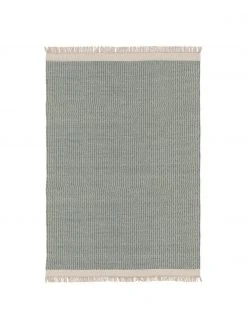 Benuta Handgewebter Wollteppich Kim in Grün/Creme, mit Fransen, B 80 x L 120 cm (Größe XS)