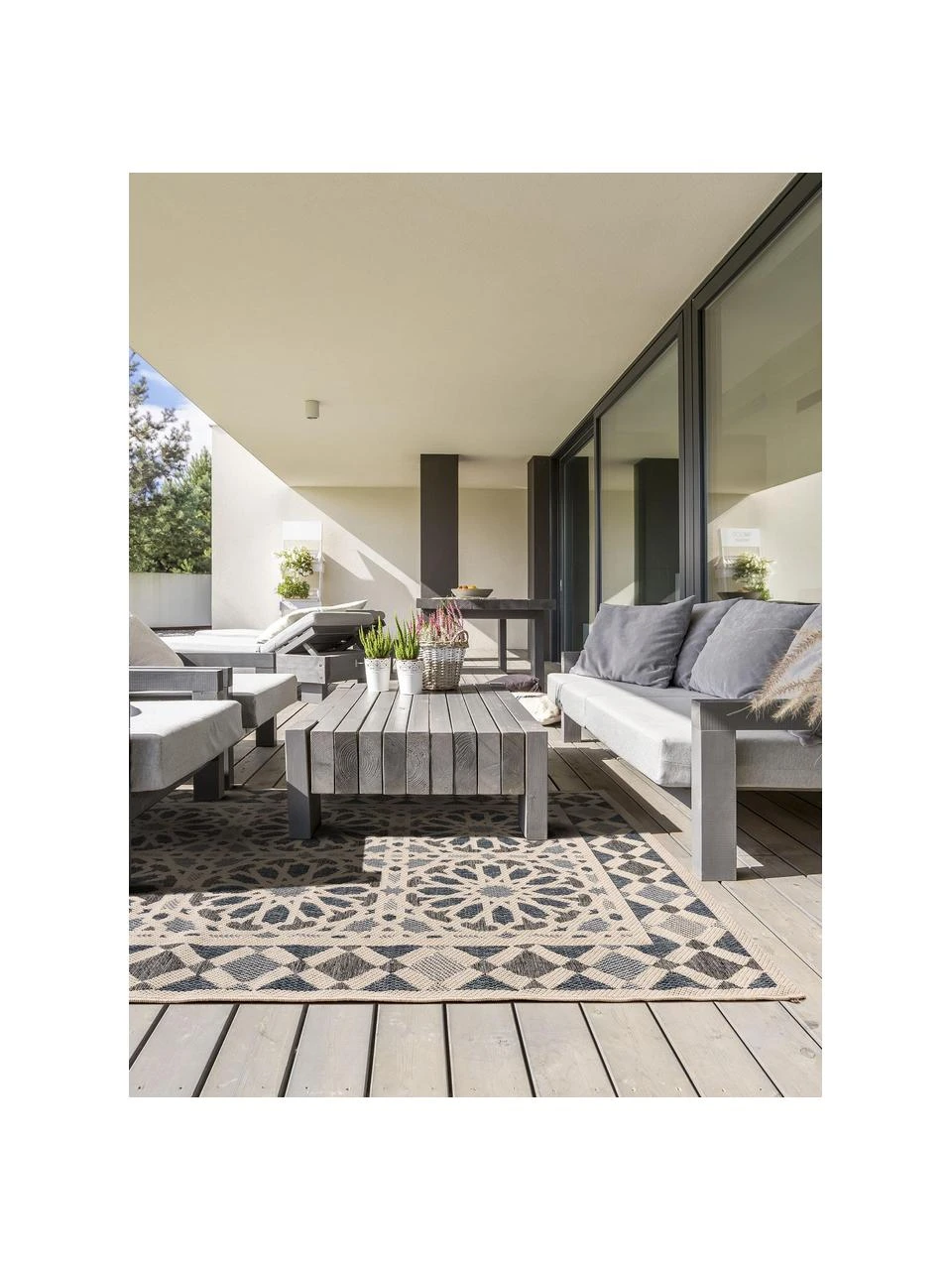 Benuta In- & Outdoor-Teppich River mit floralem Muster, B 100 x L 150 cm (Größe XS) – Bild 2