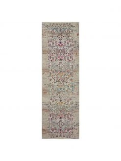 Niederflor-Läufer Kashan mit bunten Ornamenten, B 70 x L 245 cm