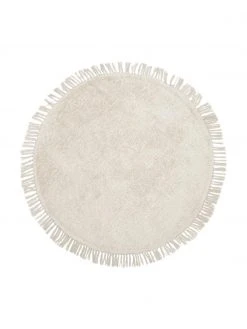 Westwing Collection Runder Baumwollteppich Daya mit Fransen, handgetuftet, Ø 110 cm (Größe S)