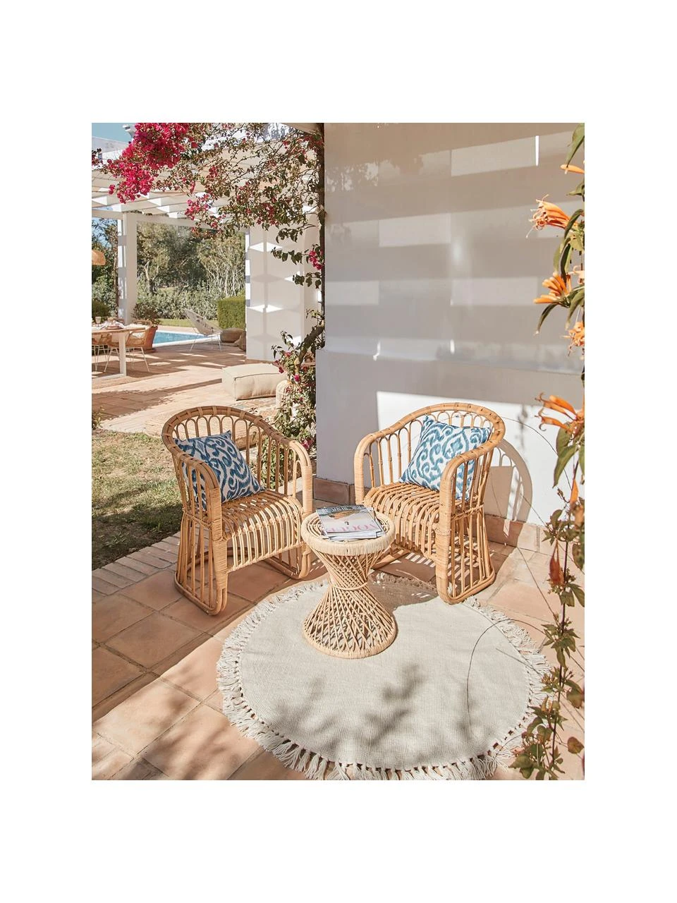 Westwing Collection Runder Baumwollteppich Daya mit Fransen, handgetuftet, Ø 110 cm (Größe S) – Bild 6