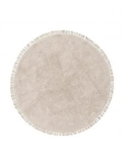 Westwing Collection Runder Baumwollteppich Daya mit Fransen, handgetuftet, Ø 110 cm (Größe S)