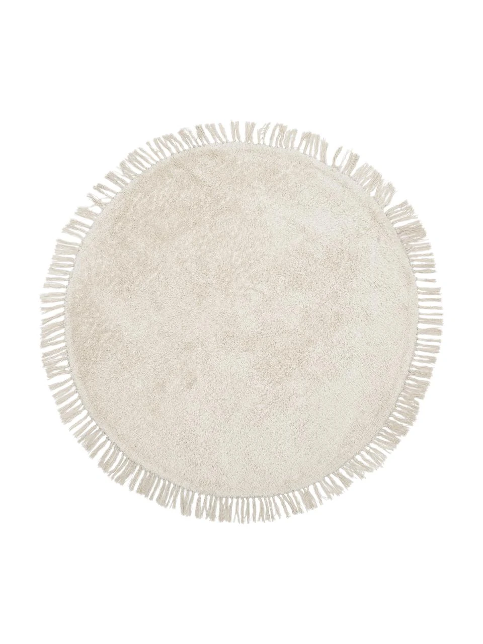 Westwing Collection Runder Baumwollteppich Daya mit Fransen, handgetuftet, Ø 110 cm (Größe S)