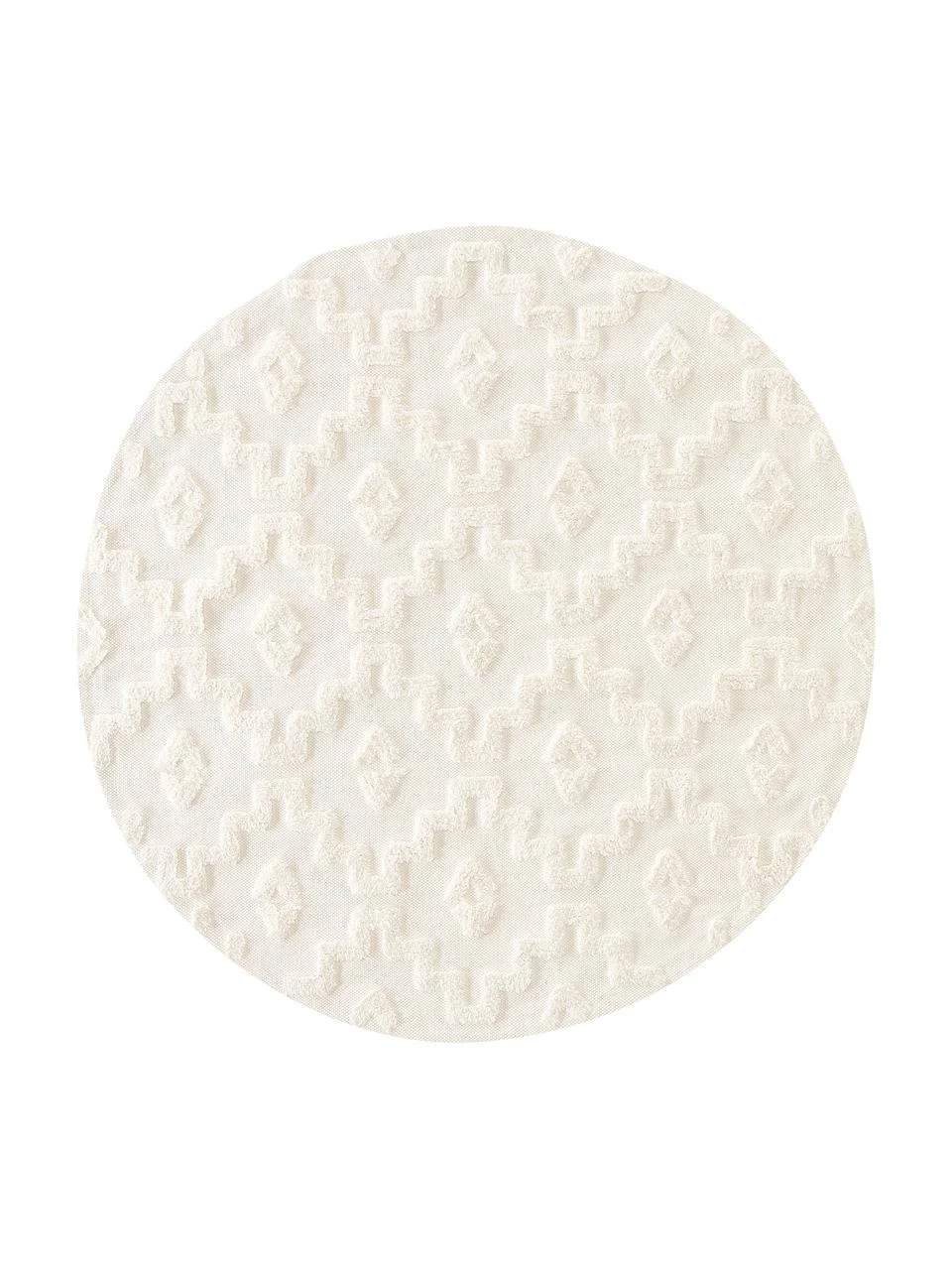 Westwing Collection Runder Baumwollteppich Idris mit erhabender Hoch-Tief-Struktur, Ø 120 cm (Größe S)