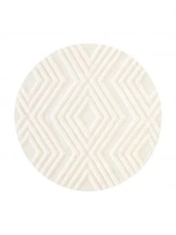 Westwing Collection Runder Baumwollteppich Ziggy mit erhabener Hoch-Tief-Struktur, Ø 120 cm (Größe S)