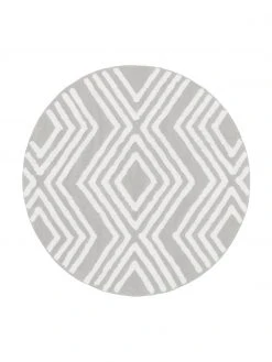 Westwing Collection Runder Baumwollteppich Ziggy mit erhabener Hoch-Tief-Struktur, handgewebt, Ø 120 cm (Größe S)