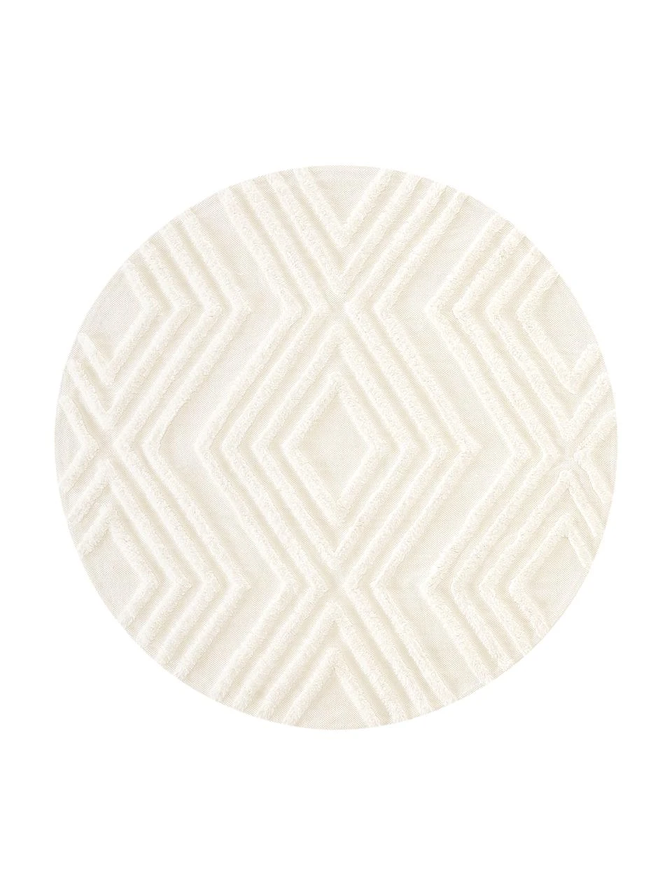 Westwing Collection Runder Baumwollteppich Ziggy mit erhabener Hoch-Tief-Struktur, Ø 120 cm (Größe S)