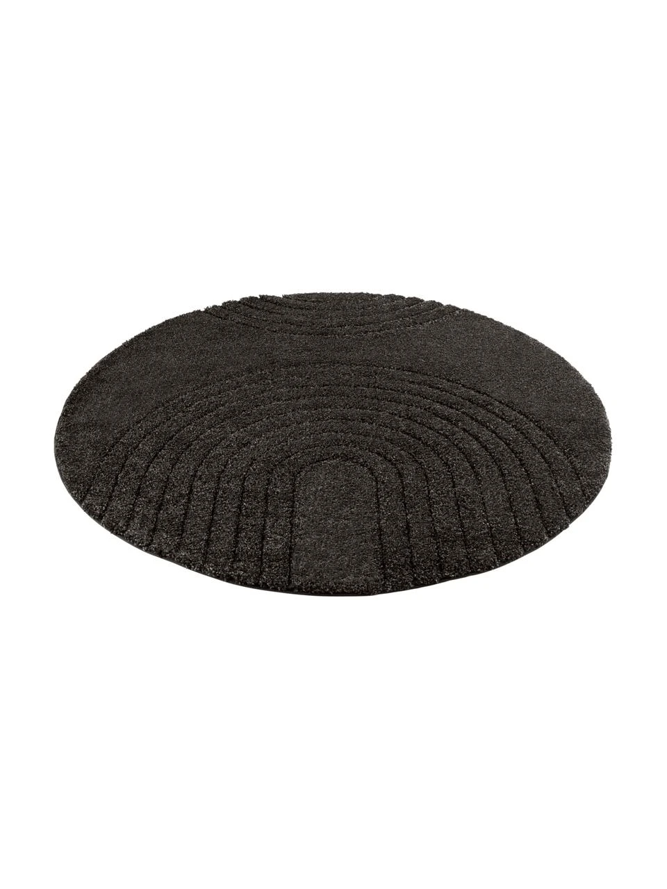 Runder Hochflor-Teppich Norwalk in Anthrazit mit geometrischem Muster, Ø 160 (Größe L) – Bild 3