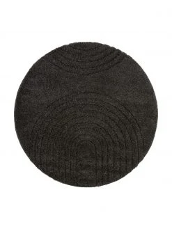 Runder Hochflor-Teppich Norwalk in Anthrazit mit geometrischem Muster, Ø 160 (Größe L)
