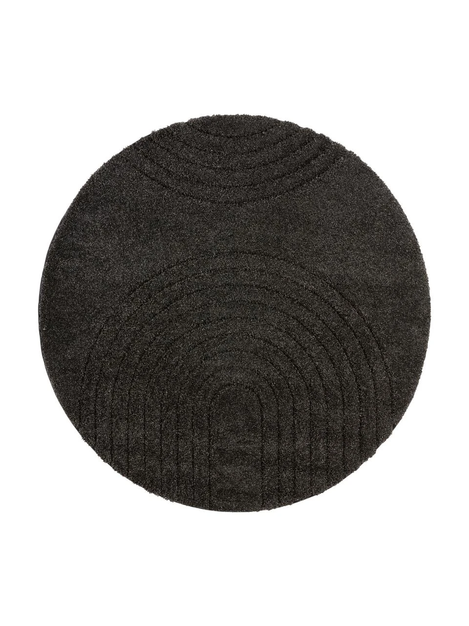 Runder Hochflor-Teppich Norwalk in Anthrazit mit geometrischem Muster, Ø 160 (Größe L)