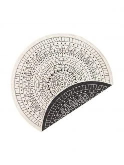 Runder In- & Outdoor-Wendeteppich Porto in Schwarz/Creme, gemustert, Ø 140 cm (Größe M)