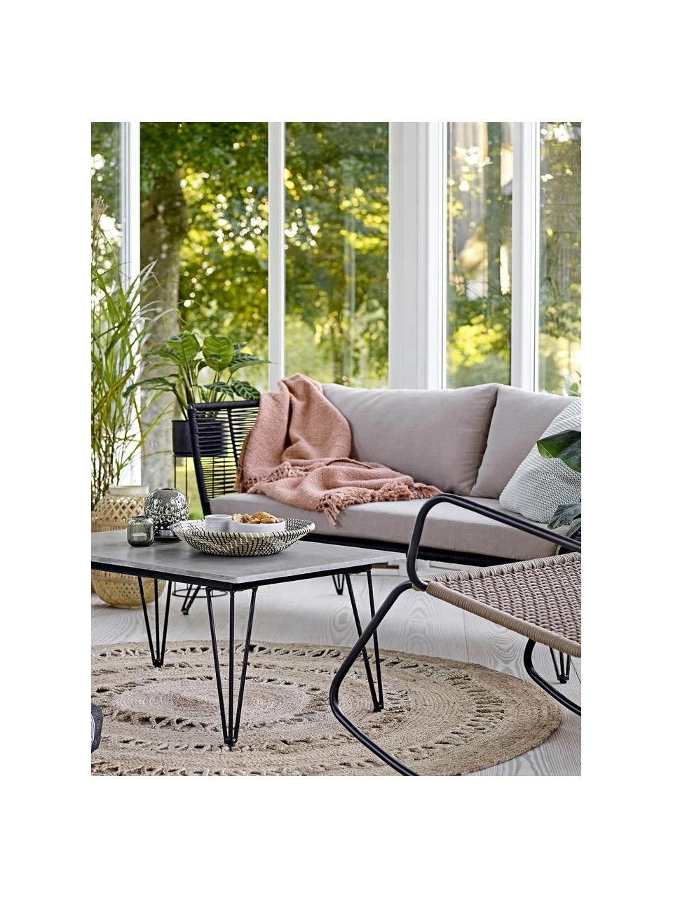 Bloomingville Runder Jute-Teppich Benita im Boho Style, Ø 182 cm (Größe L) – Bild 2