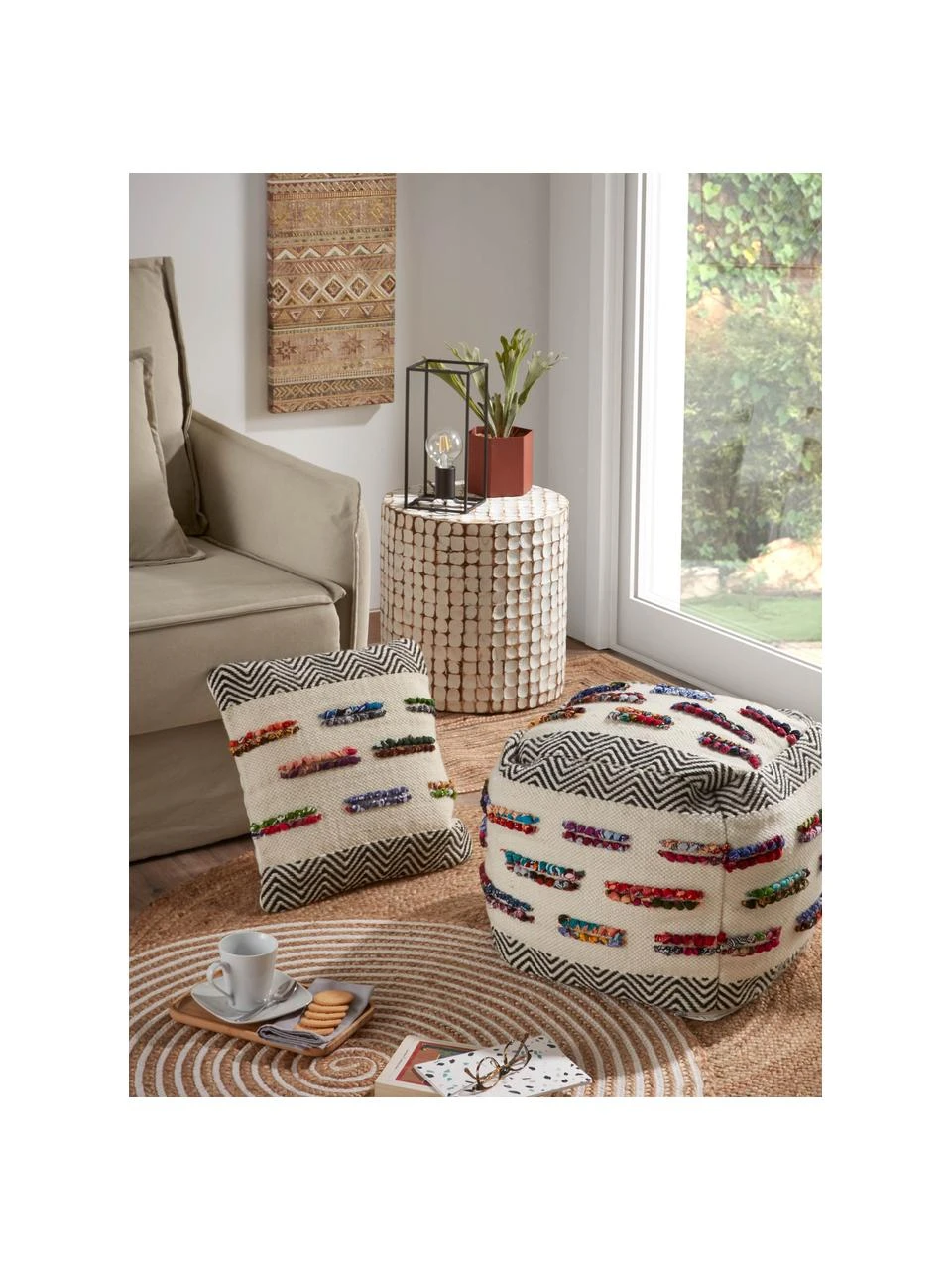 Runder Jute-Teppich Samy mit Spiralmuster in Beige/Weiß, Ø 100 cm (Größe XS)Nur noch 1 Artikel verfügbar – Bild 3