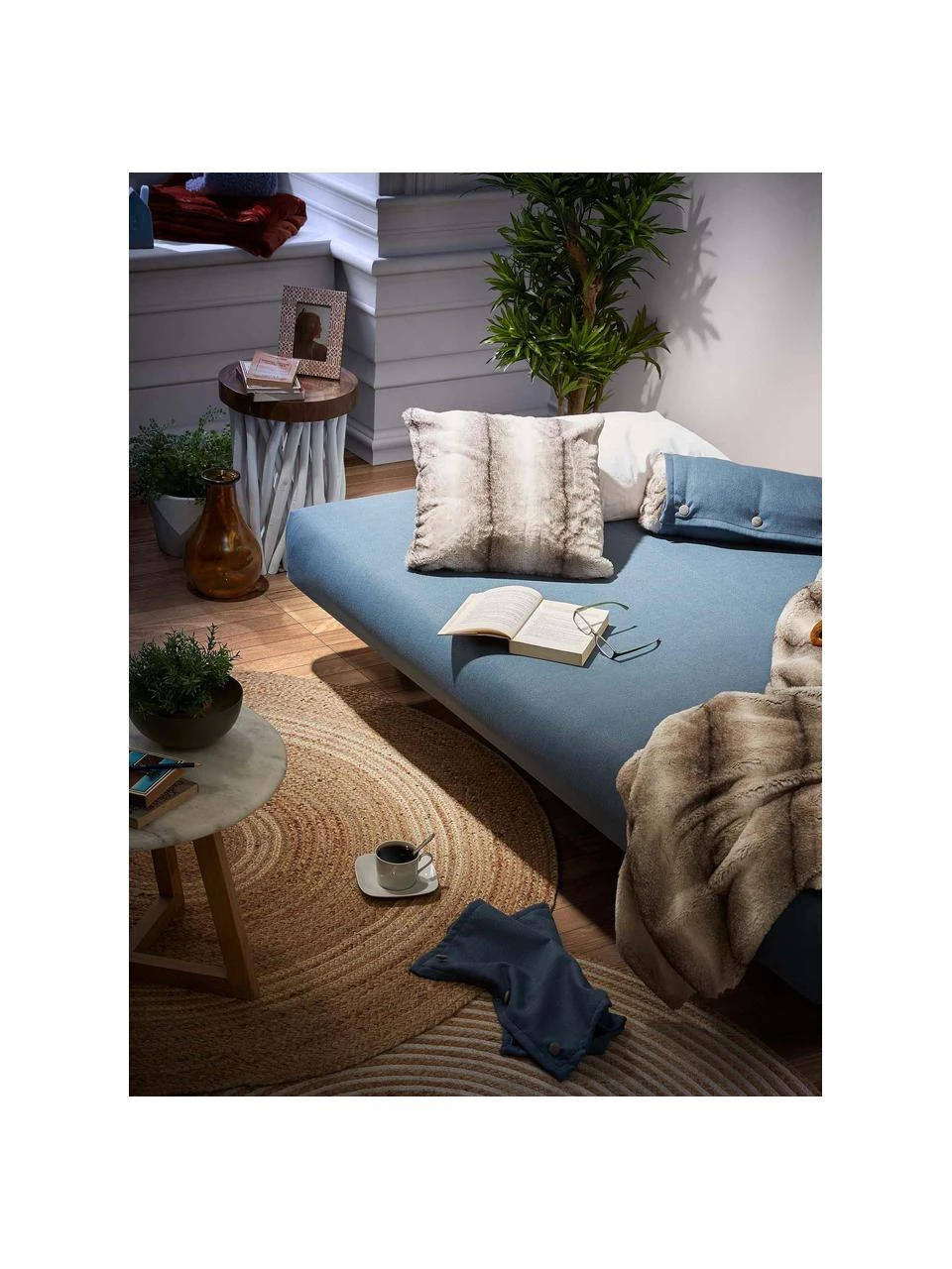 Runder Jute-Teppich Samy mit Spiralmuster in Beige/Weiß, Ø 100 cm (Größe XS)Nur noch 1 Artikel verfügbar – Bild 4