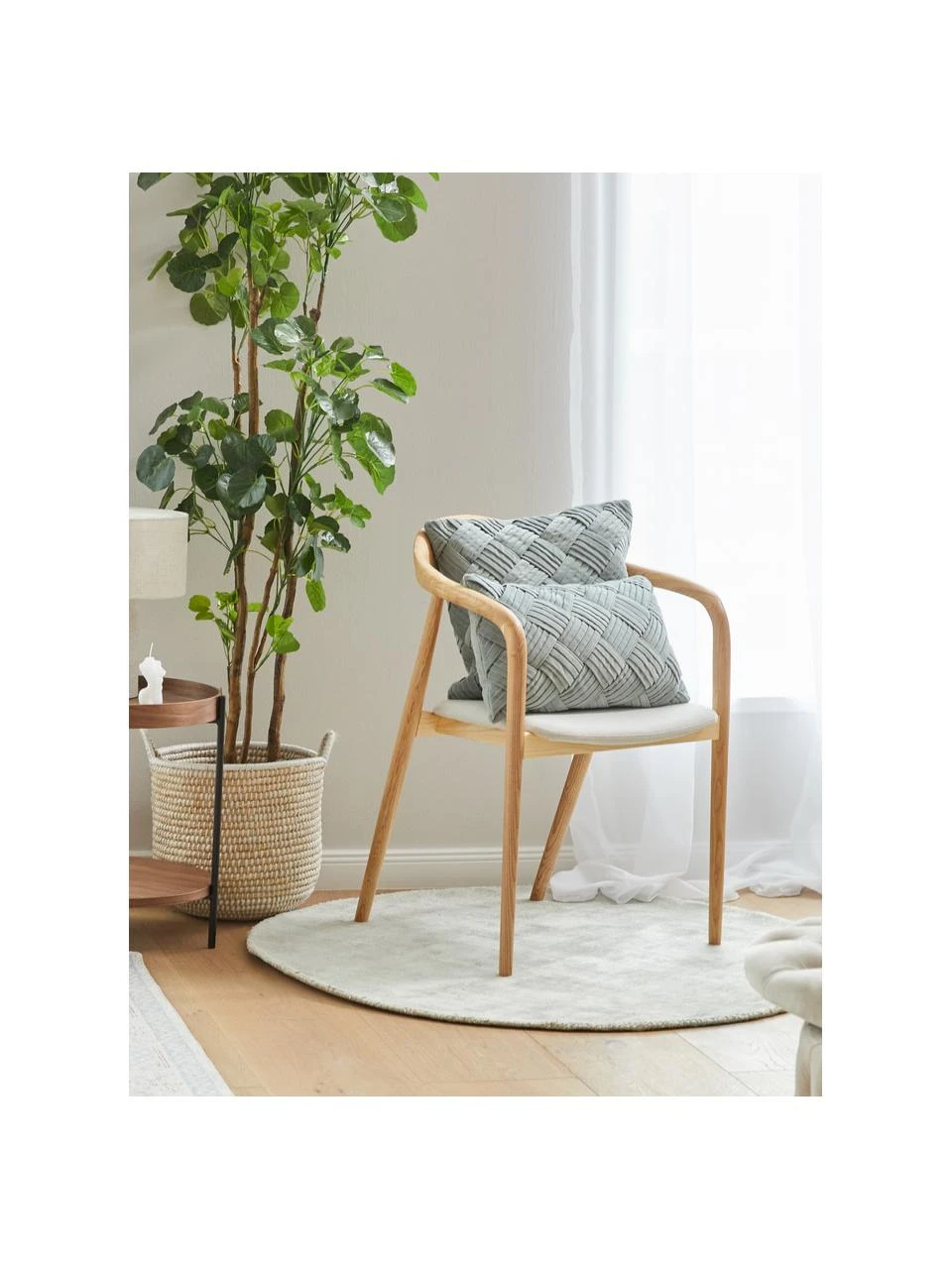 Westwing Collection Runder Viskoseteppich Jane in Lindgrün, handgewebt, Ø 120 cm (Größe S) – Bild 2