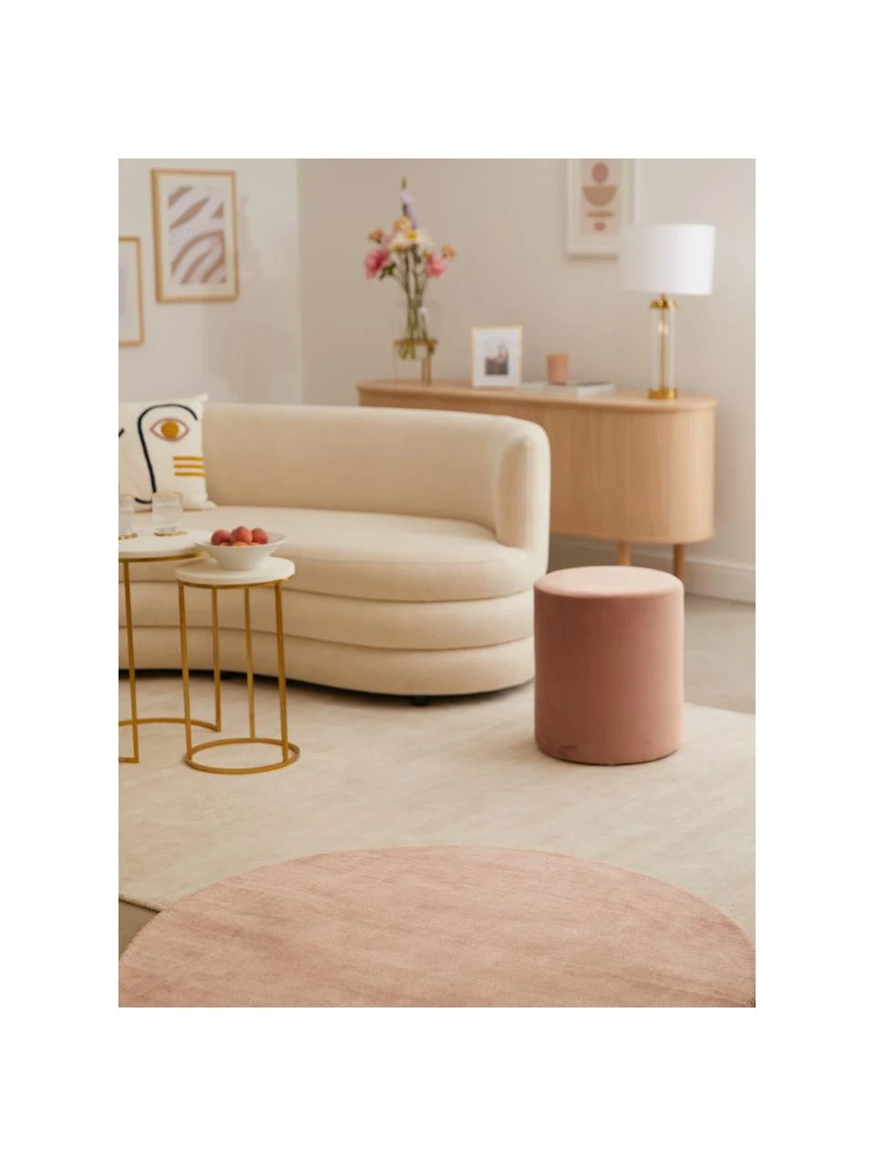 Westwing Collection Runder Viskoseteppich Jane in Rosa, handgewebt, Ø 120 cm (Größe S) – Bild 2