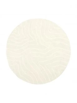 Westwing Collection Runder Wollteppich Aaron in Cremeweiß, handgetuftet, Ø 120 cm (Größe S)