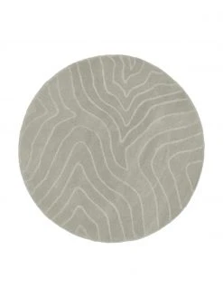 Westwing Collection Runder Wollteppich Aaron in Hellgrau, handgetuftet, Ø 120 cm (Größe S)