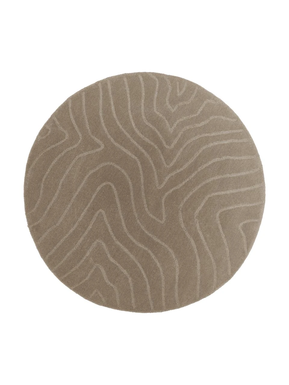 Westwing Collection Runder Wollteppich Aaron in Taupe, handgetuftet, Ø 120 cm (Größe S)