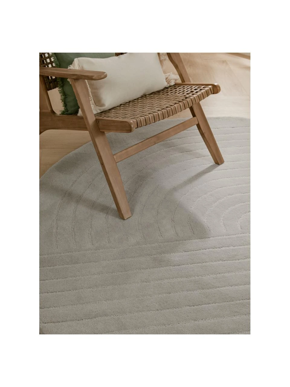 Westwing Collection Runder Wollteppich Mason in Hellgrau, handgetuftet, Ø 120 cm (Größe S) – Bild 3