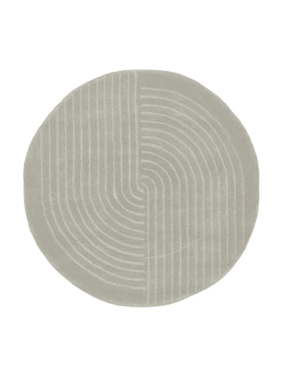 Westwing Collection Runder Wollteppich Mason in Hellgrau, handgetuftet, Ø 120 cm (Größe S)