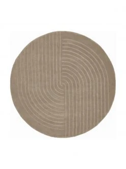 Westwing Collection Runder Wollteppich Mason in Taupe, handgetuftet, Ø 150 cm (Größe M)