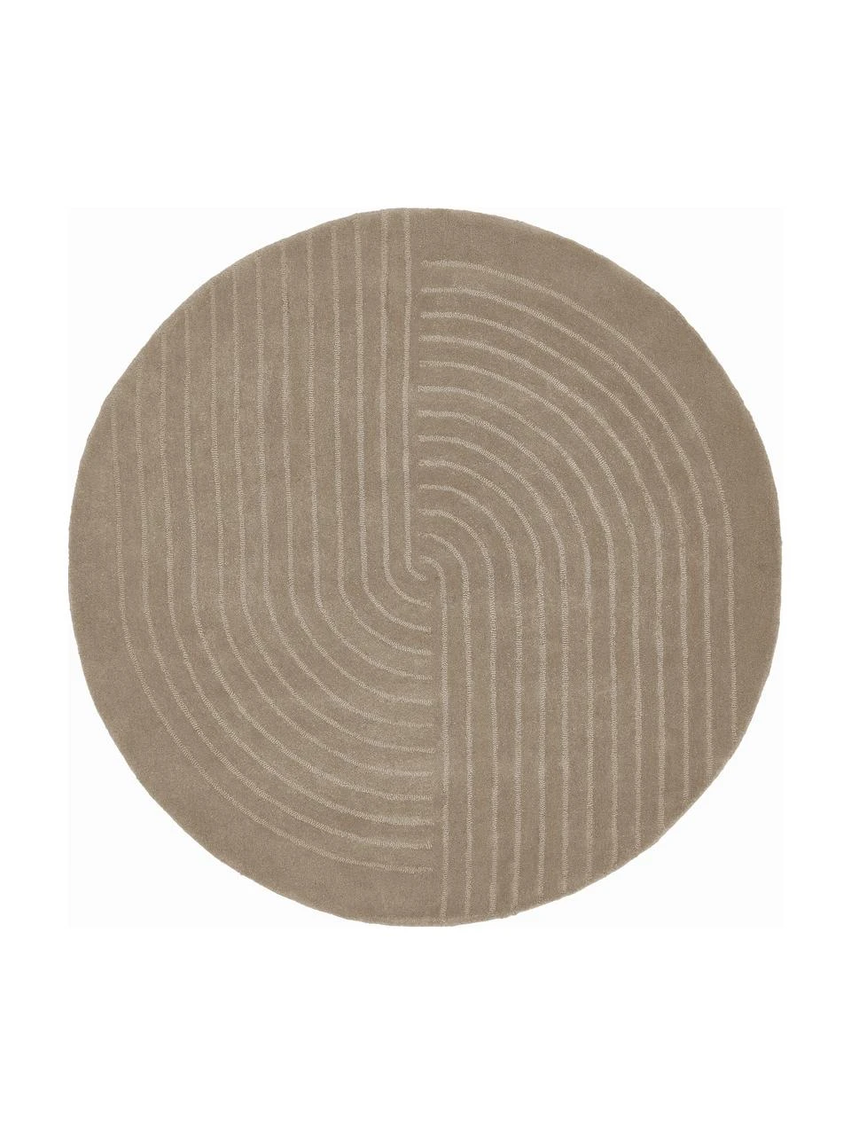 Westwing Collection Runder Wollteppich Mason in Taupe, handgetuftet, Ø 150 cm (Größe M)