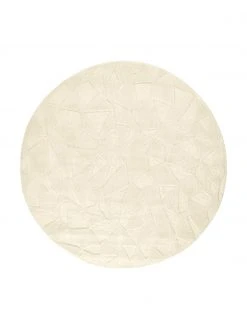 Westwing Collection Runder Wollteppich Rory in Cremeweiß, handgetuftet, Ø 120 cm (Größe S)