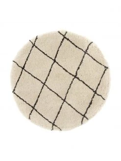 Westwing Collection Runder flauschiger Hochflor-Teppich Naima, handgetuftet, Ø 140 cm (Größe M)