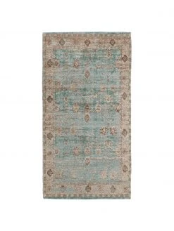 Westwing Collection Vintage Chenilleteppich Rimini in Türkis-Braun, handgewebt, B 80 x L 150 cm (Größe XS)