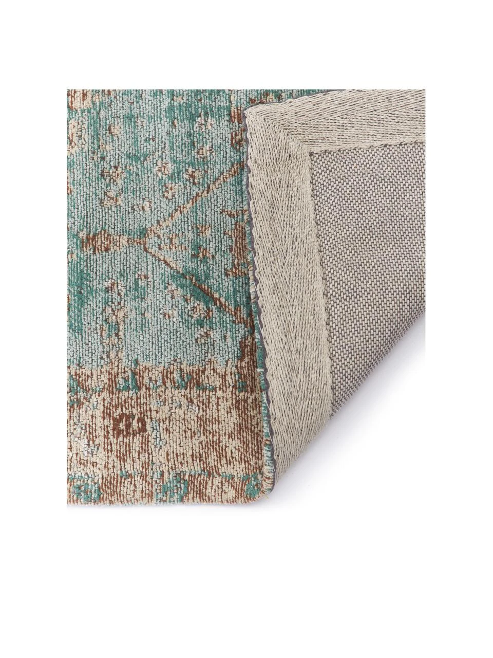 Westwing Collection Vintage Chenilleteppich Rimini in Türkis-Braun, handgewebt, B 80 x L 150 cm (Größe XS) – Bild 4