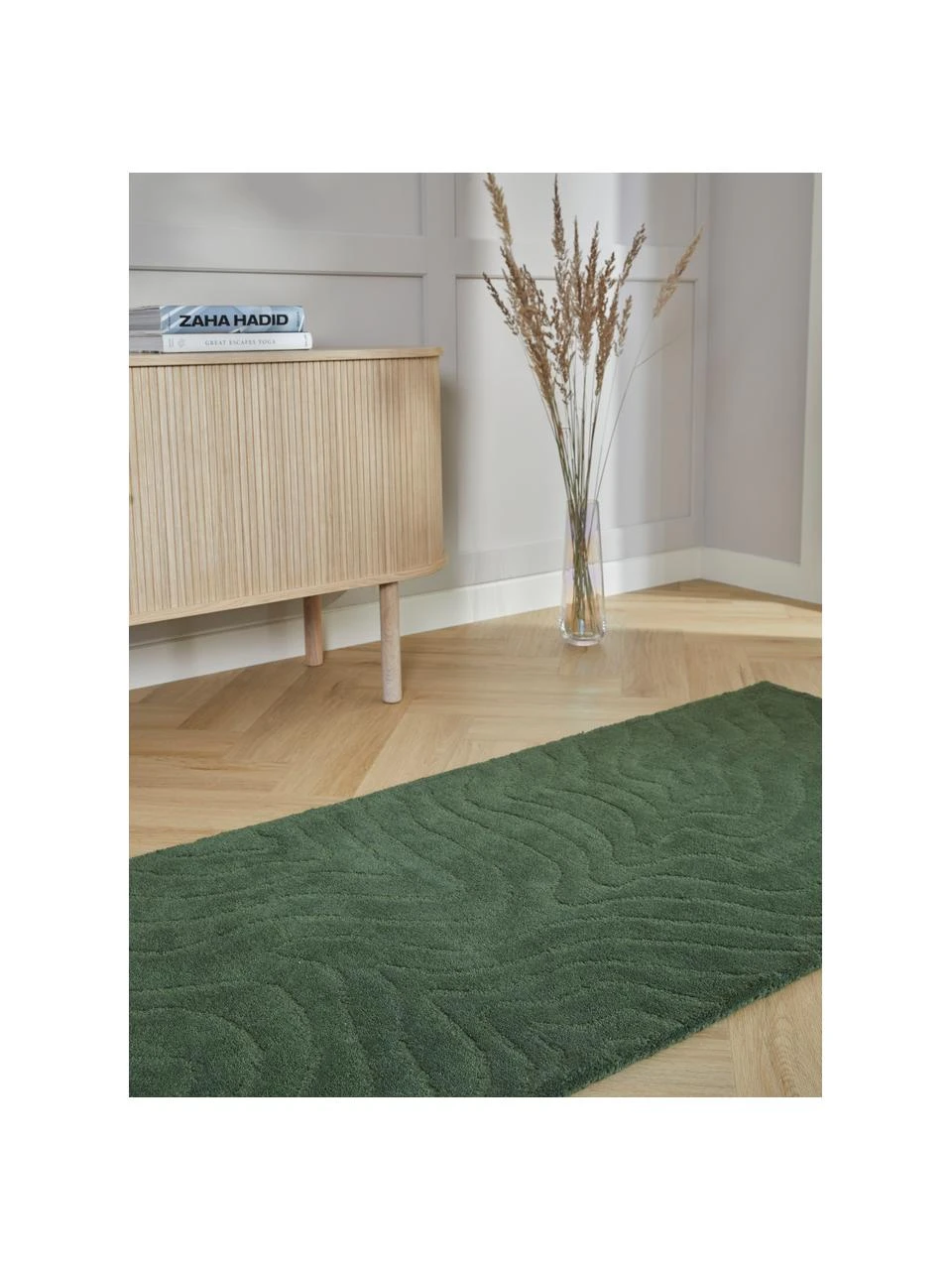 Westwing Collection Wollläufer Aaron in Dunkelgrün, handgetuftet, B 80 x L 300 cm – Bild 2