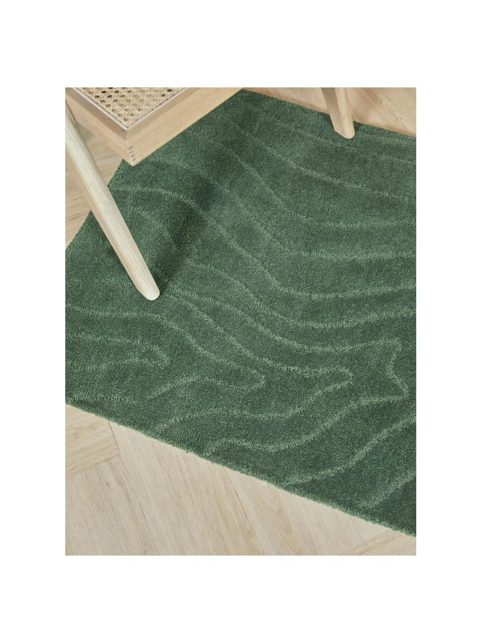 Westwing Collection Wollläufer Aaron in Dunkelgrün, handgetuftet, B 80 x L 300 cm – Bild 3