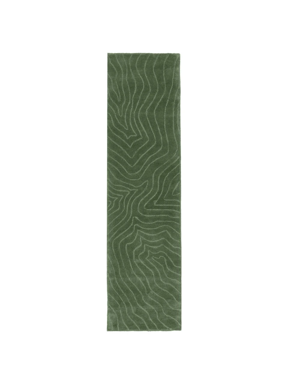 Westwing Collection Wollläufer Aaron in Dunkelgrün, handgetuftet, B 80 x L 300 cm